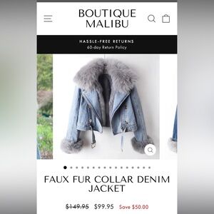 Brand new Faux fur light blue denim jacket